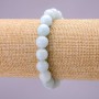 Natural Aquamarine Stone Bracelet, Smooth Round, Diameter 10(+/-)mm on Elastic, Length 18cm