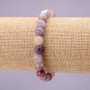 Natural Pink Tourmaline Stone Bracelet, Smooth Round, Diameter 8(+/-)mm on Elastic, Length 18cm