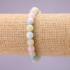 Natural Morganite Stone Bracelet, Smooth Round, Diameter 8(+/-)mm Stretch, Length 18cm