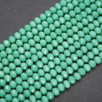 Czech Crystal Beads Matte Pea Green "Rondelle", 8x6mm Diameter, Strand Length 38cm