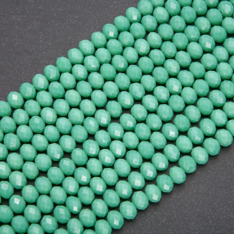 Czech Crystal Beads Matte Pea Green "Rondelle", 8x6mm Diameter, Strand Length 38cm