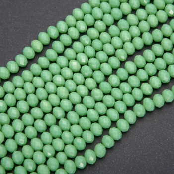 Czech Crystal Beads Matte Green "Rondelle", 8x6mm Diameter, Strand Length 38cm