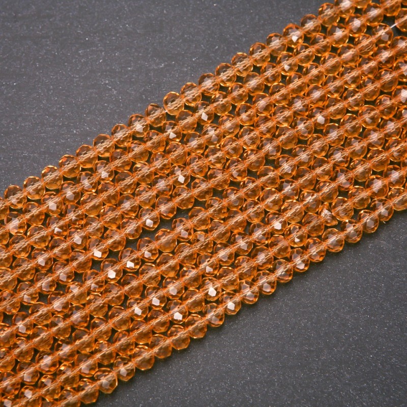 Czech Crystal Beads, Clear Amber "Rondelle", Diameter 6x4.5(+/-)mm, Strand Length 38cm