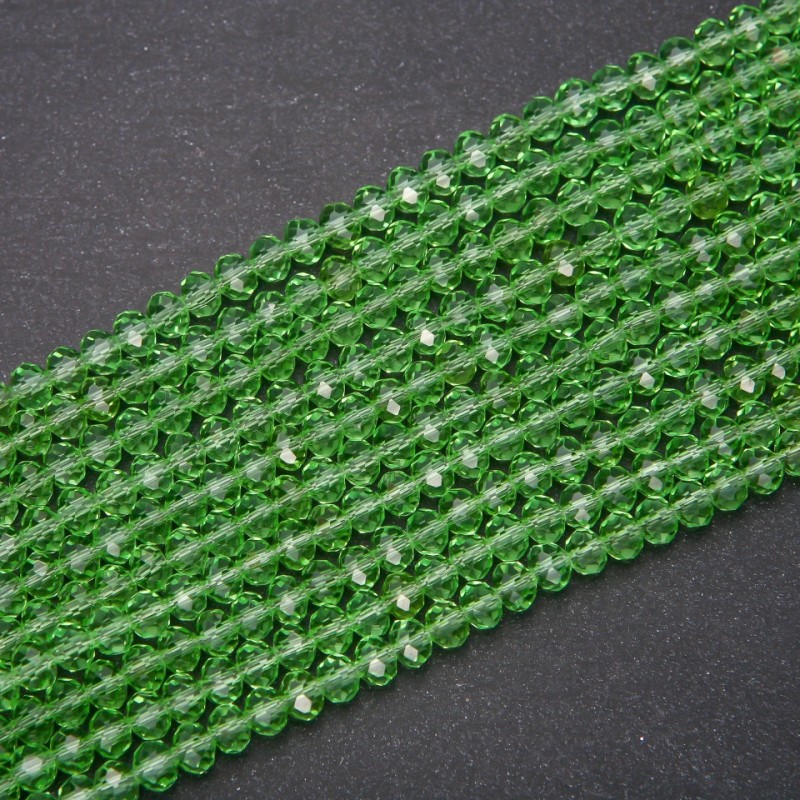 Czech Crystal Beads, Clear Light Green "Rondelle", Diameter 6x4.5(+/-)mm, Strand Length 38cm