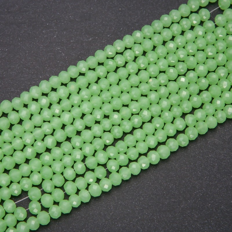 Czech Crystal Beads Semi-Matte Light Green "Rondelle", 6x4.5(+/-)mm Diameter, Strand Length 38cm