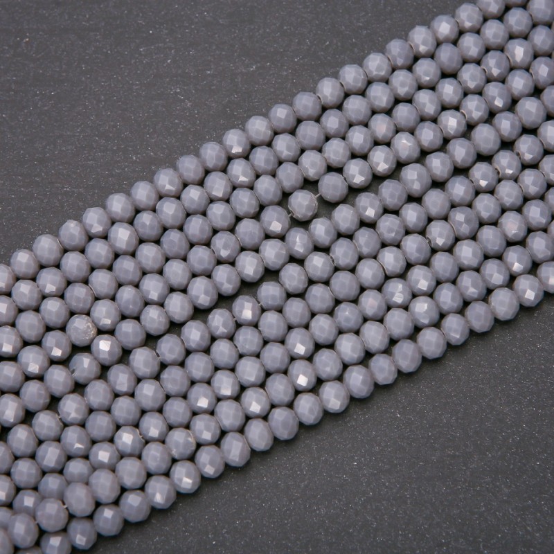 Czech Crystal Beads Matte Dark Grey "Rondelle", 6x4.5(+/-)mm Diameter, Strand Length 38cm