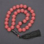 Chalcedony Prayer Beads with Agate Inserts, 33 Beads, Diameter 12mm+