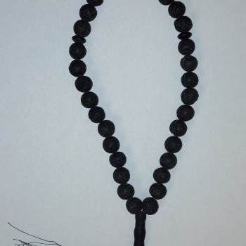 Lava Prayer Beads with Shungite Inserts, 33 Beads, diameter 12mm+