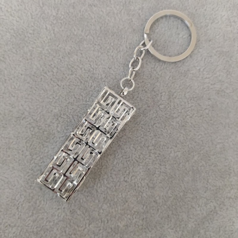 Women's "Glitter Shaker" Keyring, Grey Metal, 60x20mm