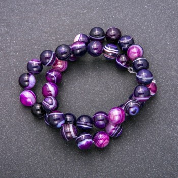 Agate Beads on Thread, Smooth Round, Diameter 10 (+/-) mm, Length 38cm