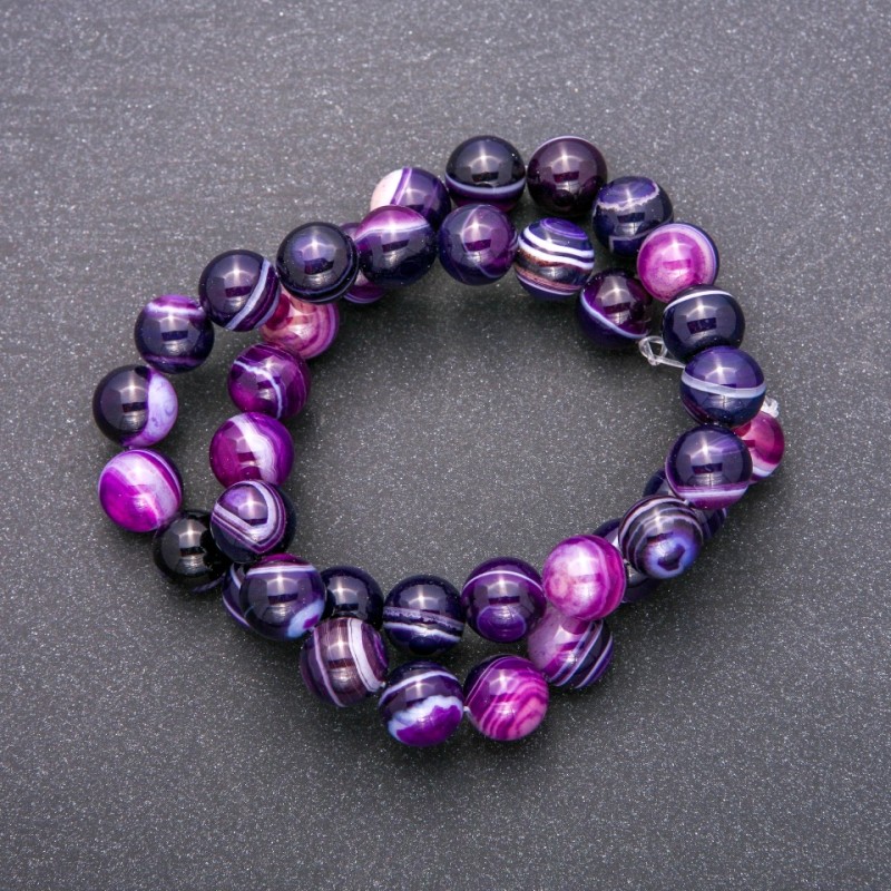 Agate Beads on Thread, Smooth Round, Diameter 10 (+/-) mm, Length 38cm