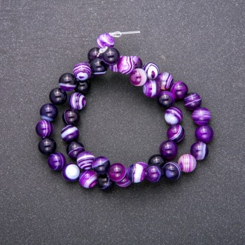 Agate Beads on Thread, Smooth Round, Diameter 8 (+/-) mm, Length 38cm