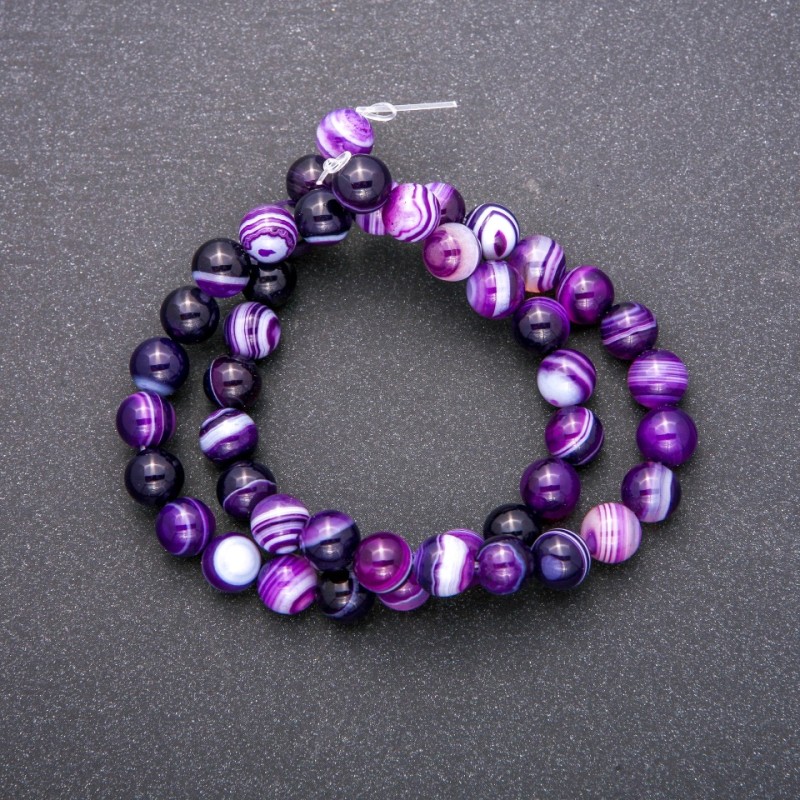 Agate Beads on Thread, Smooth Round, Diameter 8 (+/-) mm, Length 38cm