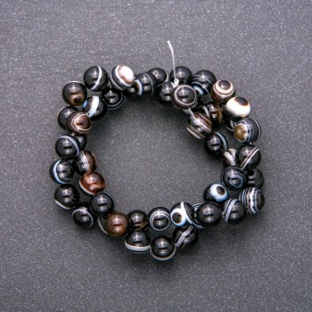 Agate Beads on Thread, Smooth Round, Diameter 10 (+/-) mm, Length 38cm