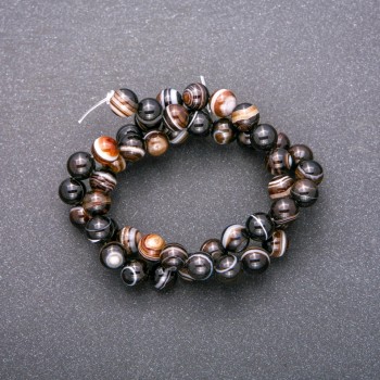 Agate Beads on Thread, Smooth Round, Diameter 8 (+/-) mm, Length 38cm