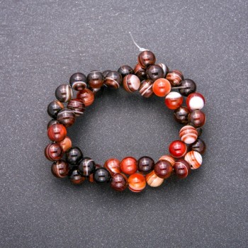 Agate Beads on Thread, Smooth Round, Diameter 8 (+/-) mm, Length 38cm