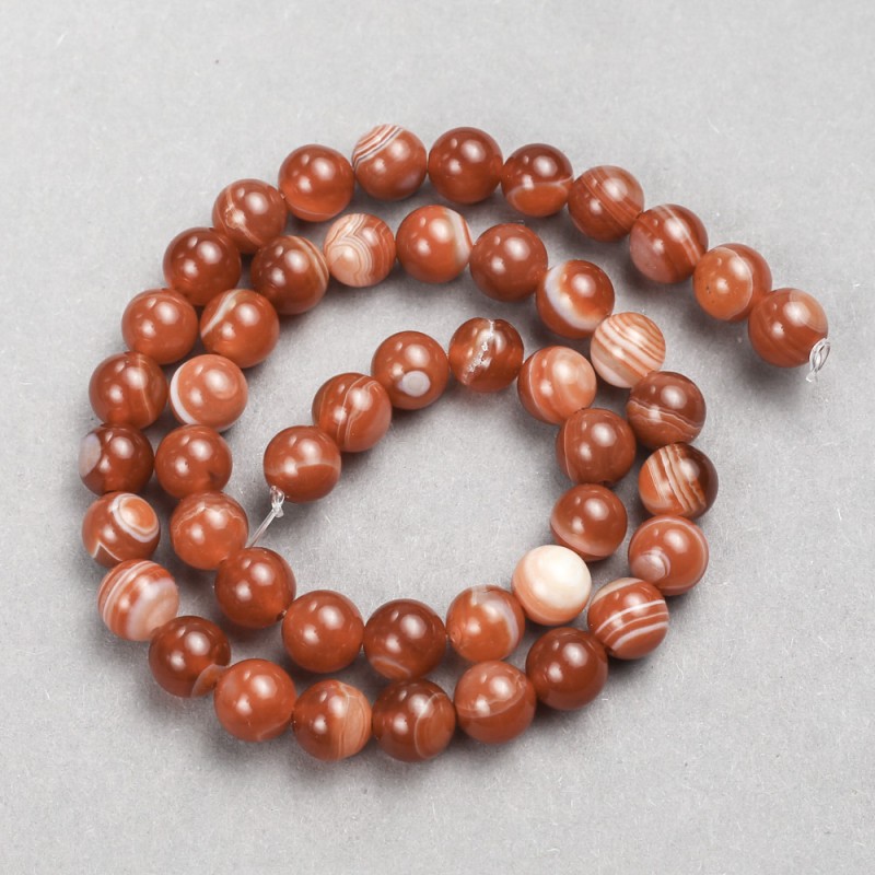 Orange Agate Beads on Strand, Smooth Ball, Diameter 8mm+/-, Length 38cm+