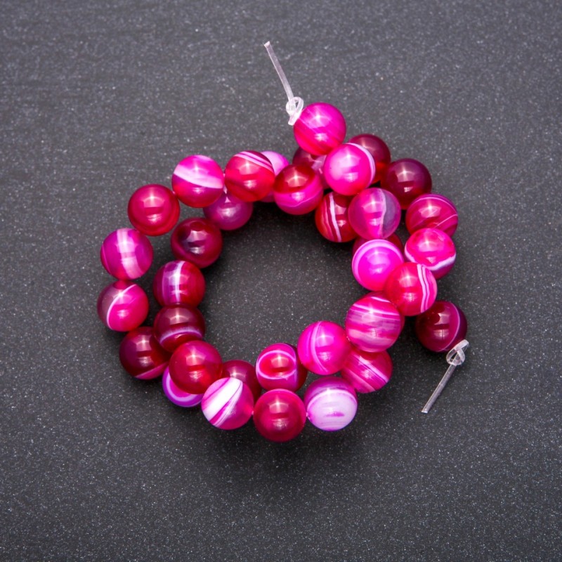 Raspberry Agate Beads on Strand, Smooth Ball, Diameter 10(+/-)mm, Length 38cm