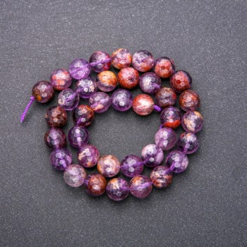 Natural Ametrine Stone Beads, Faceted Ball, Diameter 10(+/-)mm, Length 38cm