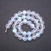 Opal Glass Beads, White Matte, on Strand, Diameter 10(+/-)mm, Length 38cm