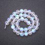 Opal Glass Beads, White Matte, on Strand, Diameter 10(+/-)mm, Length 38cm