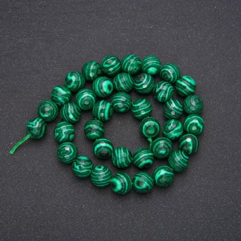 Malachite Beads (pressed) faceted ball, diameter 10 (+ -) mm, length 38cm