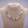 Natural Stone Rutilated Quartz Necklace, chip beads, diameter 7(+-)mm, length 45-50cm with extension chain