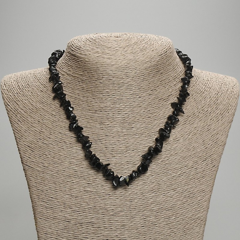 Assorted Natural Stone Necklace, Smoky Quartz Obsidian Tinted Quartz Chips, diameter 7(+-)mm, length 45cm+- with extension chain