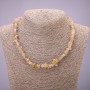 Natural Rutilated Quartz Necklace, chip beads, diameter 7(+-)mm, length 45-50cm with extension chain