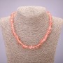 Necklace, Natural Stone Tinted Rock Crystal Chips, Diameter 8 (+/-) mm, Length 45-50cm with Extension Chain