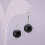 Shungite Smooth Ball Earrings, diameter 12(+/-)mm