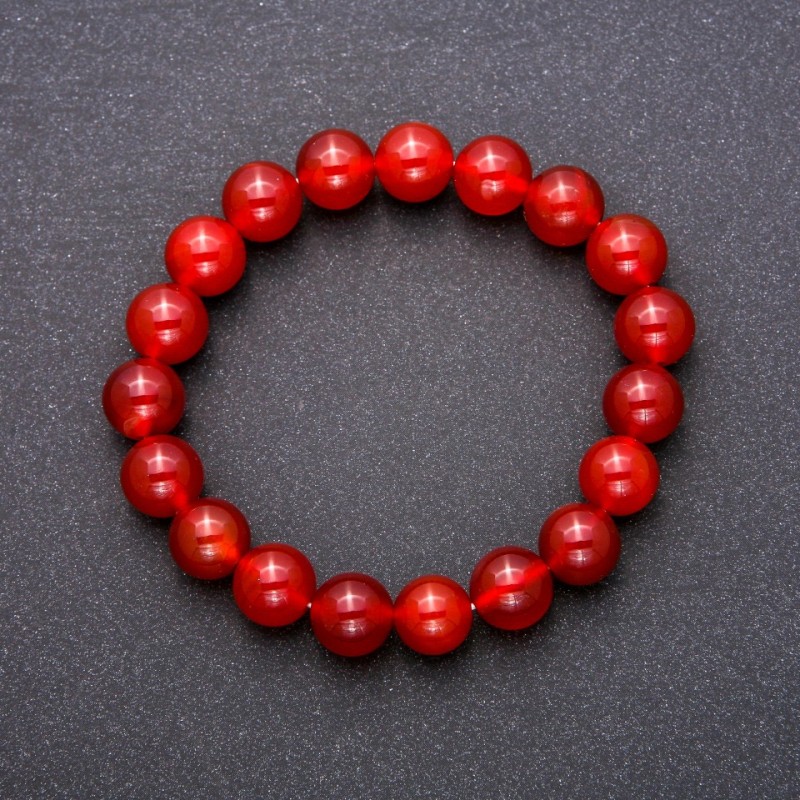 Carnelian Bracelet, Smooth Round, Diameter 10 (+/-) mm, Length 18cm