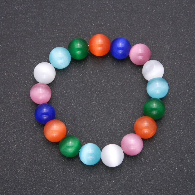 Cat's Eye Bracelet, Assorted Colours, Smooth Round, Diameter 12 (+/-) mm, Length 18cm