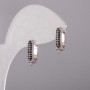 Earring Hooks with Rhinestones, silver-tone metal 15x13x4mm, pair