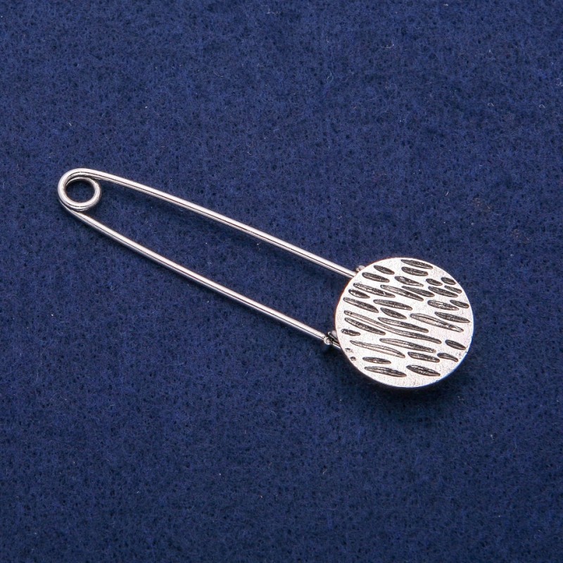 Coin Pin Brooch 22x76mm, Silver-Tone Metal