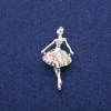 Sale! Ballerina Brooch with Abalone Mother-of-Pearl and Rhinestones 23x44mm, Silver-Tone Metal