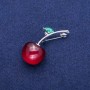 Cherry Brooch with crystal 49x22mm, silver-tone metal