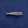 Trumpet Brooch with Grey Rhinestones 15x41mm, silver-tone metal