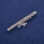 Bassoon Brooch with Grey Rhinestones 12x62mm, silver-tone metal