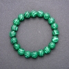 Malachite Bracelet, Faceted Beads, Diameter 10(+-)mm, Length 18cm on Elastic