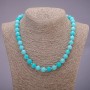 Aquamarine Stone Necklace, Smooth Beads, Diameter 10(+-)mm, Length 45cm