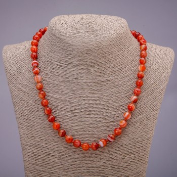 Agate Stone Beads Necklace, smooth round bead, diameter 8(+-)mm, length 48cm