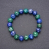 Natural Azurite Bracelet, Smooth Bead, Diameter 10(+/-)mm, Length 18cm on Elastic