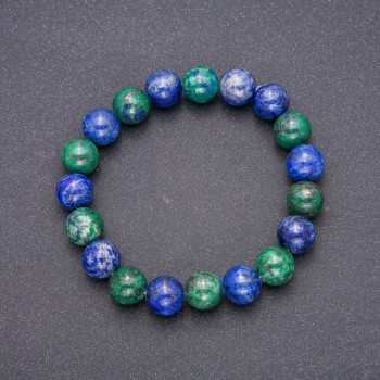 Natural Azurite Bracelet, Smooth Bead, Diameter 10(+/-)mm, Length 18cm on Elastic