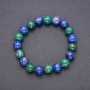 Natural Azurite Bracelet, Smooth Bead, Diameter 10(+/-)mm, Length 18cm on Elastic