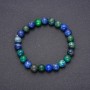 Natural Azurite Bracelet, Smooth Bead, Diameter 8(+/-)mm, Length 18cm on Elastic