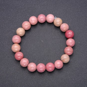 Natural Rhodonite Bracelet, Smooth Bead, Diameter 10(+/-)mm, Length 18cm on Elastic