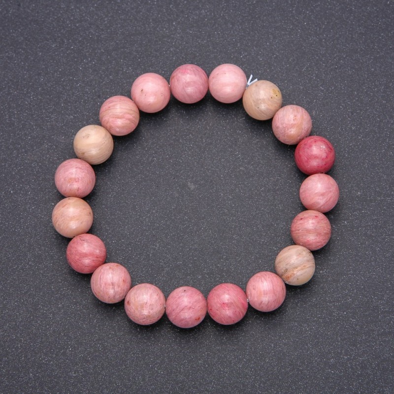 Natural Rhodonite Bracelet, Smooth Bead, Diameter 10(+/-)mm, Length 18cm on Elastic