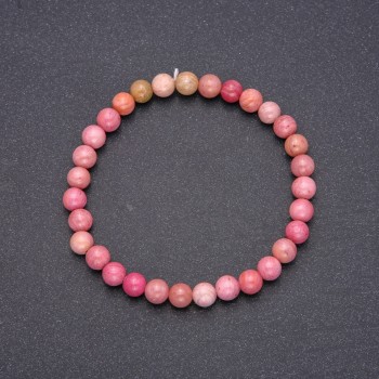 Natural Rhodonite Bracelet, Smooth Bead, Diameter 6(+/-)mm, Length 18cm on Elastic