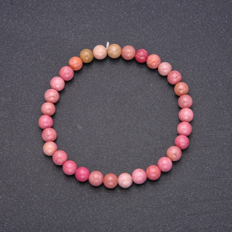 Natural Rhodonite Bracelet, Smooth Bead, Diameter 6(+/-)mm, Length 18cm on Elastic